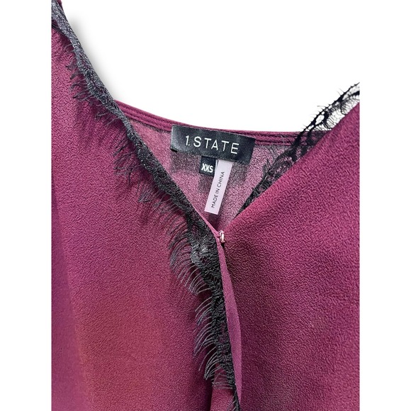NWT Vintage 1.STATE Wraparound Cami Plum‎ Black Lace Trim XXS - Picture 2 of 8